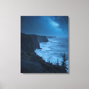 Toile Nuit côtière étoilée - Voie Lactée sereine Vue océ