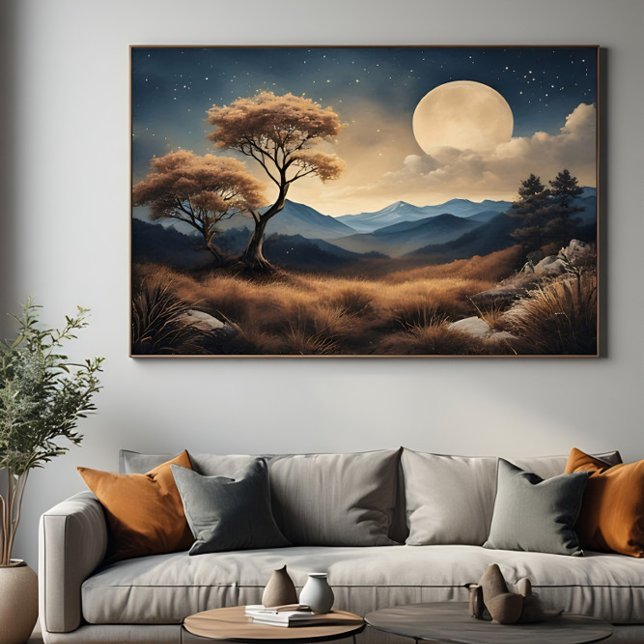 Toile Nuit de pleine lune dorée (Créateur téléchargé)