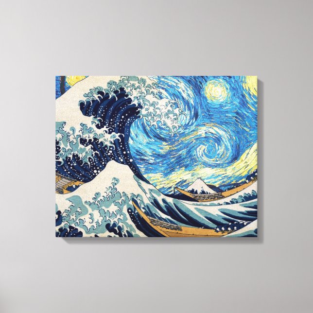 Toile "Nuit étoilée dans les vagues célèbres" Imprimer a (Recto)
