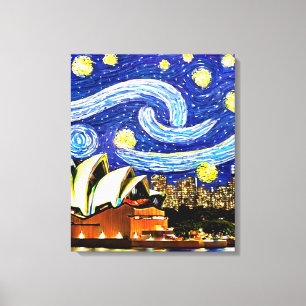 Toile Nuit étoilée Sydney Australie Opéra Dessin