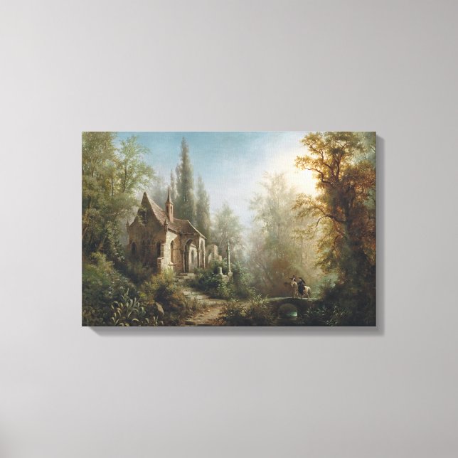 Toile Nuit illuminée au-dessus de la chapelle de campagn (Recto)