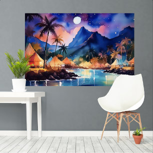 Toile nuits tropicales 2 aquarelles art XL