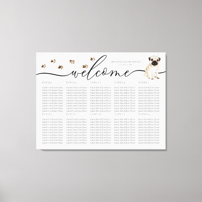 Toile numéros de table de sièges de bienvenue de chiot d (Recto)