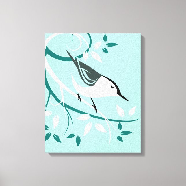 Toile Nuthatch Stylized Bird Design (Recto)
