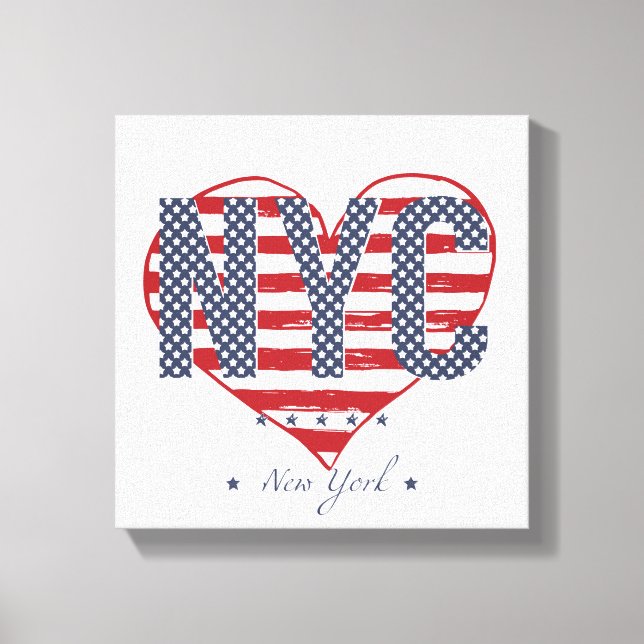 Toile NYC American Flag Heart (Recto)