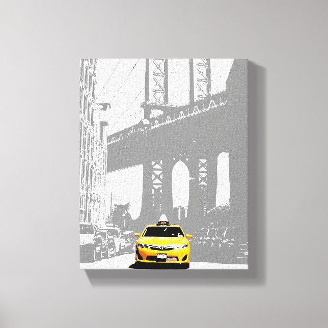 Toile Nyc Brooklyn Bridge New York City Taxi jaune (Recto)
