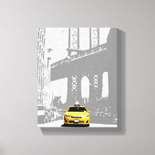 Toile Nyc Brooklyn Bridge New York City Yellow Taxi