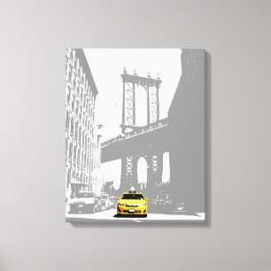 Toile Nyc Brooklyn Bridge Taxi jaune New York City