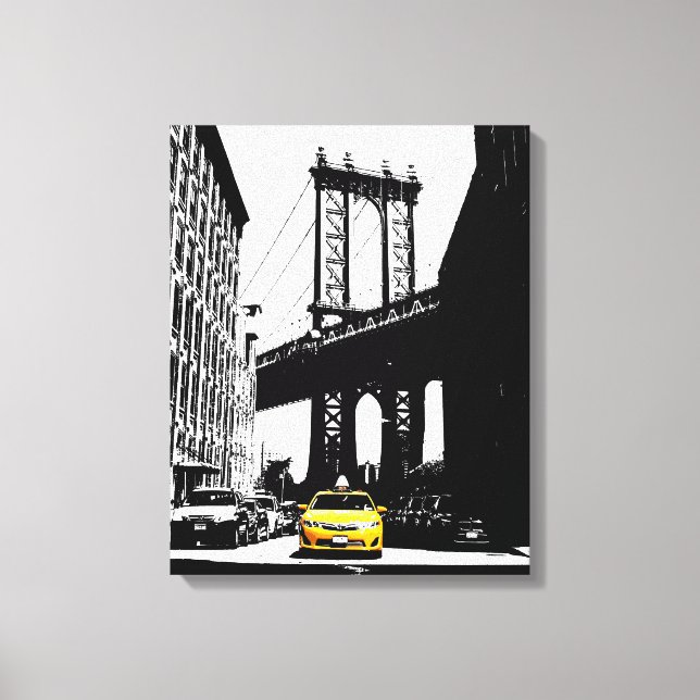 Toile Nyc Brooklyn Bridge Taxi jaune New York City (Recto)