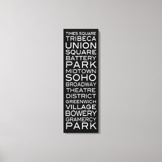 Toile NYC Districts Parcs et quartiers | en noir