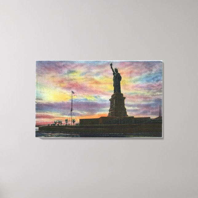 Toile NYC, New YorkSunrise Vue de la statue de la libert (Recto)