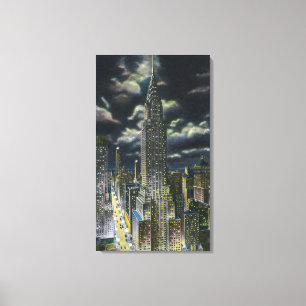 Toile NYC, nouveau bâtiment de YorkChrysler la nuit # 1