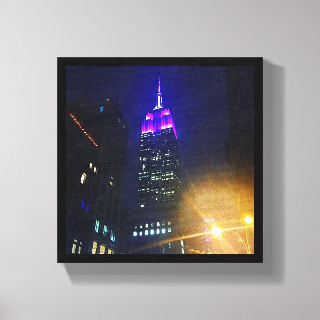 Toile NYC Skyscraper Purple Empire State Building Nuit (Recto)