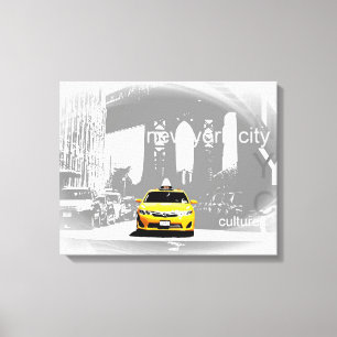 Toile Nyc Yellow Taxi Brooklyn Bridge Pop Art Photo