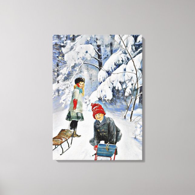 Toile Nystrom - Enfants dans la neige, 1910 (Recto)