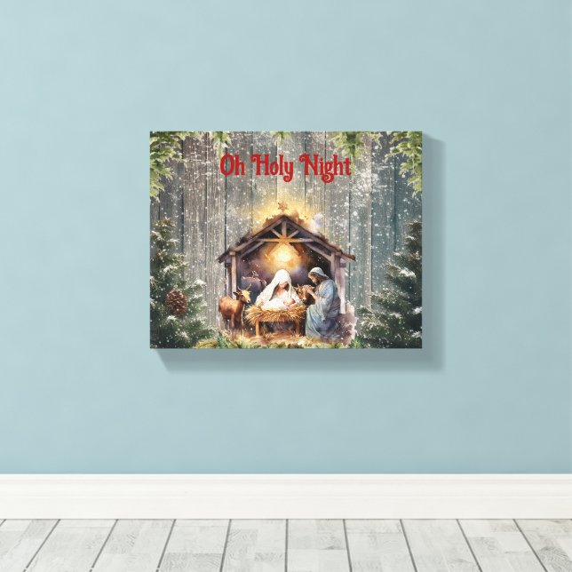 Toile Ô nuit sainte : une crèche intemporelle (Insitu (Plancher de Bois))