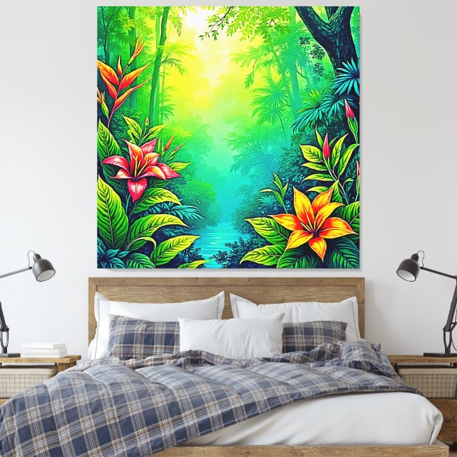 Toile Oasis de la jungle tropicale luxuriante (Insitu(Chambre))