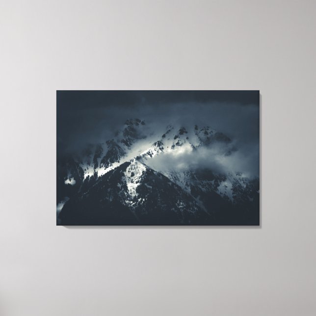 Toile Obscurité et nuages sur les montagnes (Recto)
