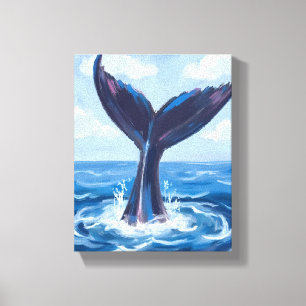 Toile Observation des baleines   Aquarelle sur l'océan b