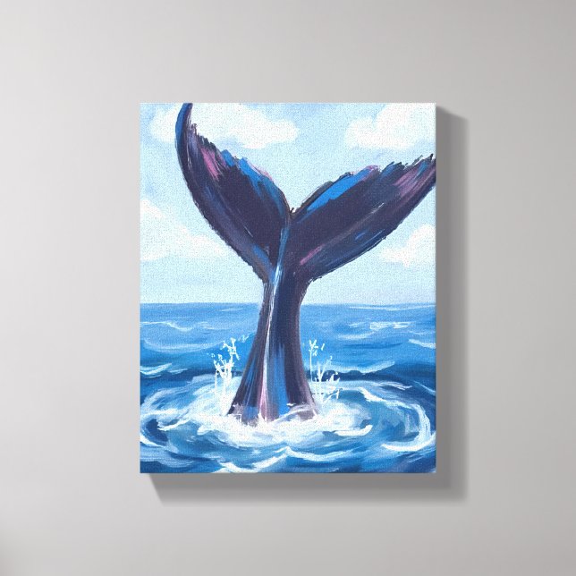 Toile Observation des baleines | Aquarelle sur l'océan b (Recto)