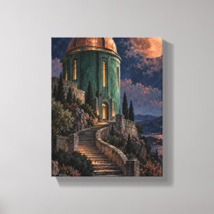 Toile Observatoire d'émeraude sous une lune de cuivre