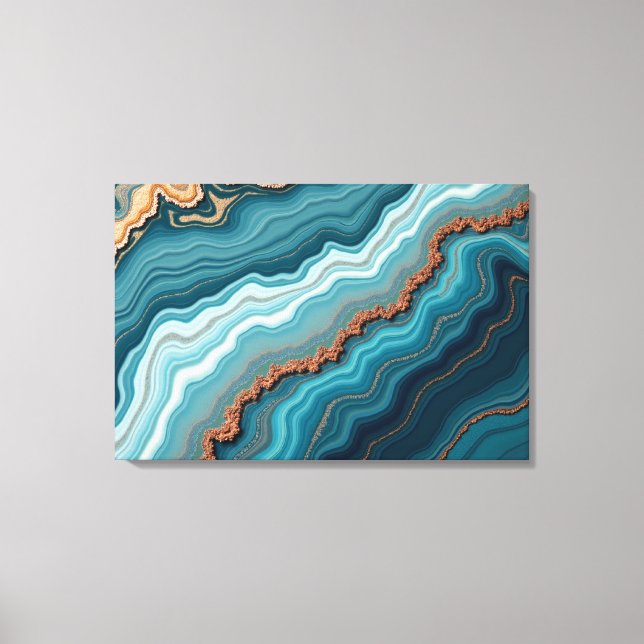 Toile Océan Agate – Art Fluid Abstract (Recto)