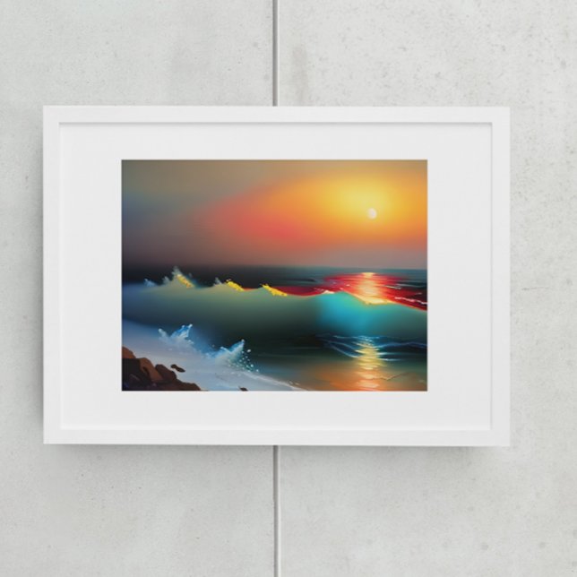 Toile Océan Éthéré et Coucher de Soleil Art IA (Créateur téléchargé)