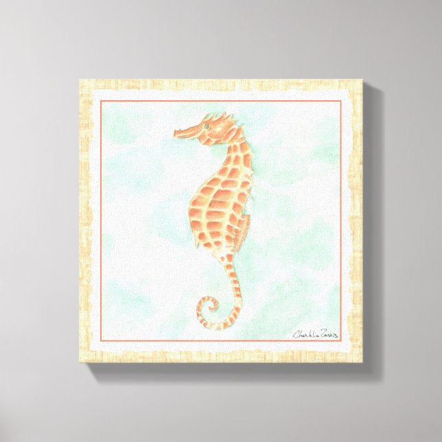 Toile Ocean Orange Seahorse (Recto)