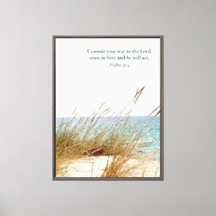 Toile Océan Paysage Bible Verse Psaume 37