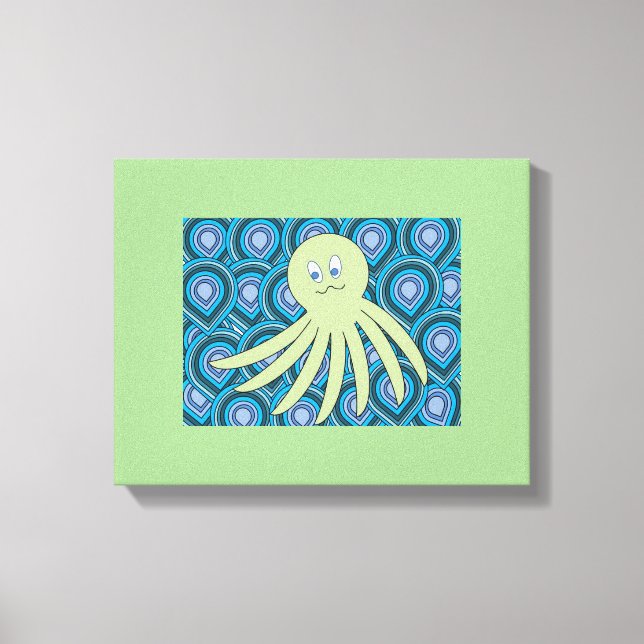 Toile octo vert dans une mer tourbillonnante de bleu et  (Recto)