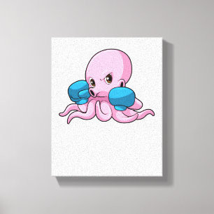 Toile Octopus en boîte avec gants de boxe