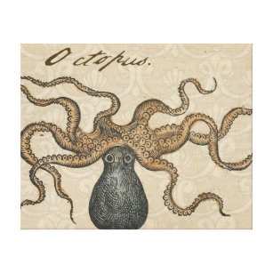 Toile Octopus Kraken Illustration Vintage