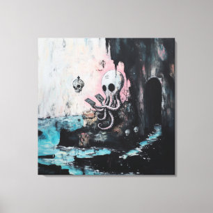 Toile Octopus Skull Tarot Oracle Cartes Witchy AI Art