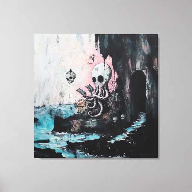 Toile Octopus Skull Tarot Oracle Cartes Witchy AI Art (Recto)