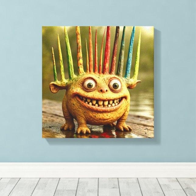 Toile Odd Friends - Rainbow Spikes Monster Canvas (Insitu (Plancher de Bois))