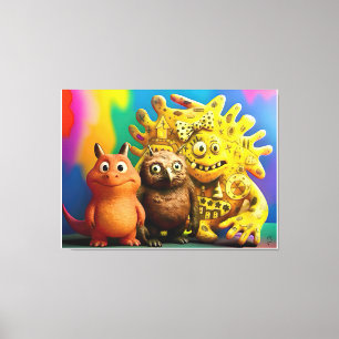 Toile OddFriends - Colorful Imaginaire Creature Trio Can