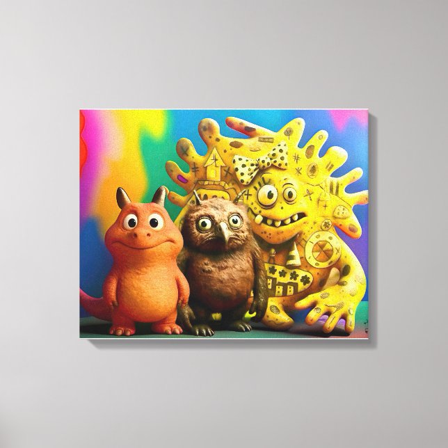 Toile OddFriends - Colorful Imaginaire Creature Trio Can (Recto)