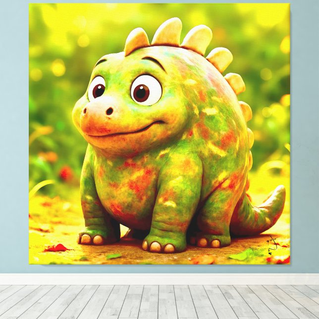 Toile OddFriends - Poster de Chubby Dino (Insitu (Plancher de Bois))