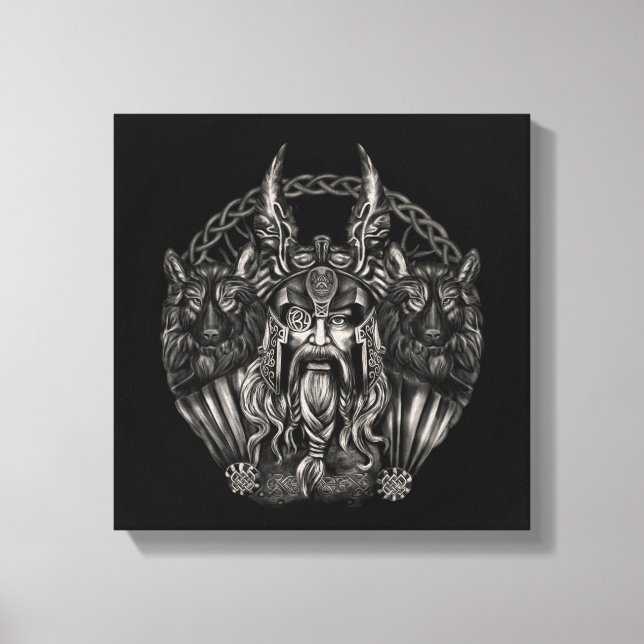 Toile Odin et ses loups Geri et Freki (Recto)