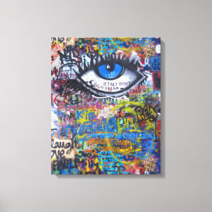 Toile Oeil diabolique gris bleu