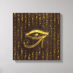 Toile OEil doré égyptien de Horus et hiéroglyphes