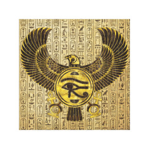 Toile Oeil égyptien de Horus - d'or et de bois de Wadjet