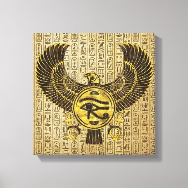 Toile OEil égyptien de Horus - Wadjet or et bois (Recto)
