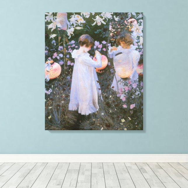 Toile Œillet, Lys, Lys, Rose de John Singer Sargent (Insitu (Plancher de Bois))