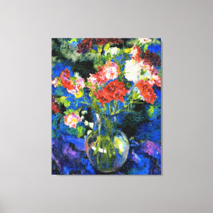 Toile Oeillets dans un vase de verre rond