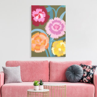 Toile Œillets fleurs