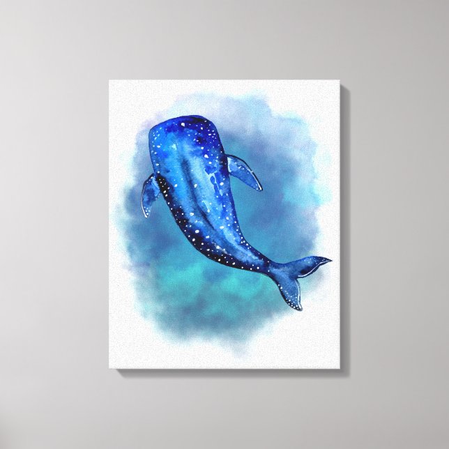 Toile OEuvre aquarelle de Blue Whale (Recto)