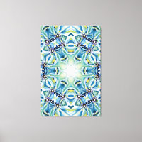 Oeuvre artistique chic Mandala en couleurs Aqua