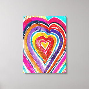 Toile OEuvre d'aquarelle du coeur