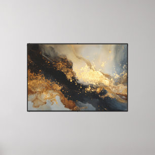 Toile Œuvre d'art abstraite murale tourbillonnante noire